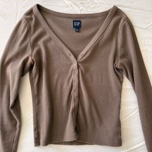 GAP Women's Taupe Button-Down Shirt